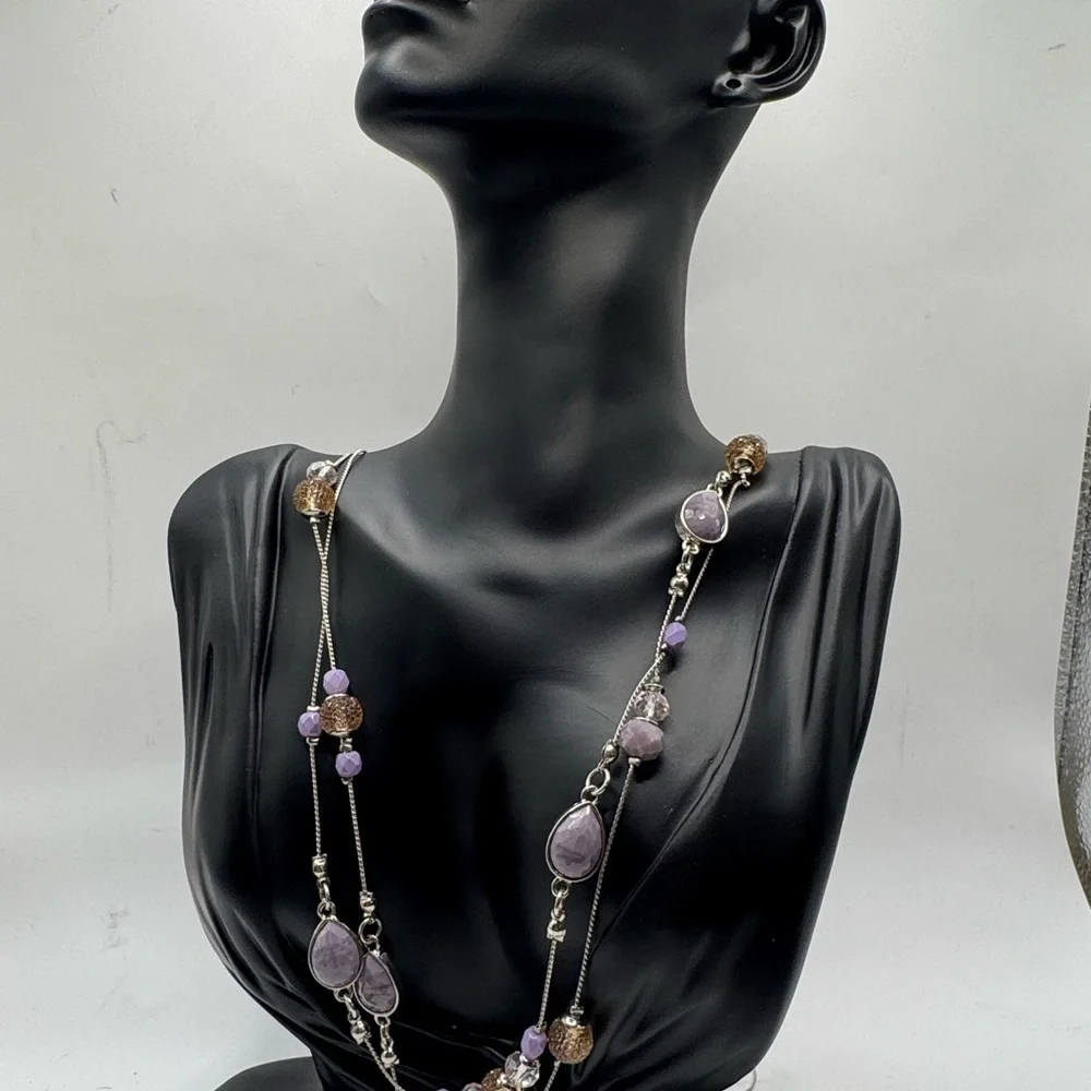 Lavender and Silver Multi-Bead‎ Necklace